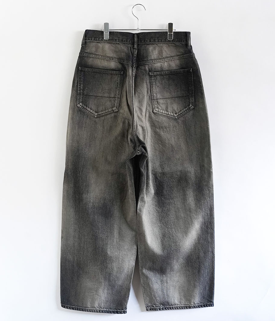 ANCELLM AGING WIDE 5P DENIM PANTS [BLACK] - Fresh Service