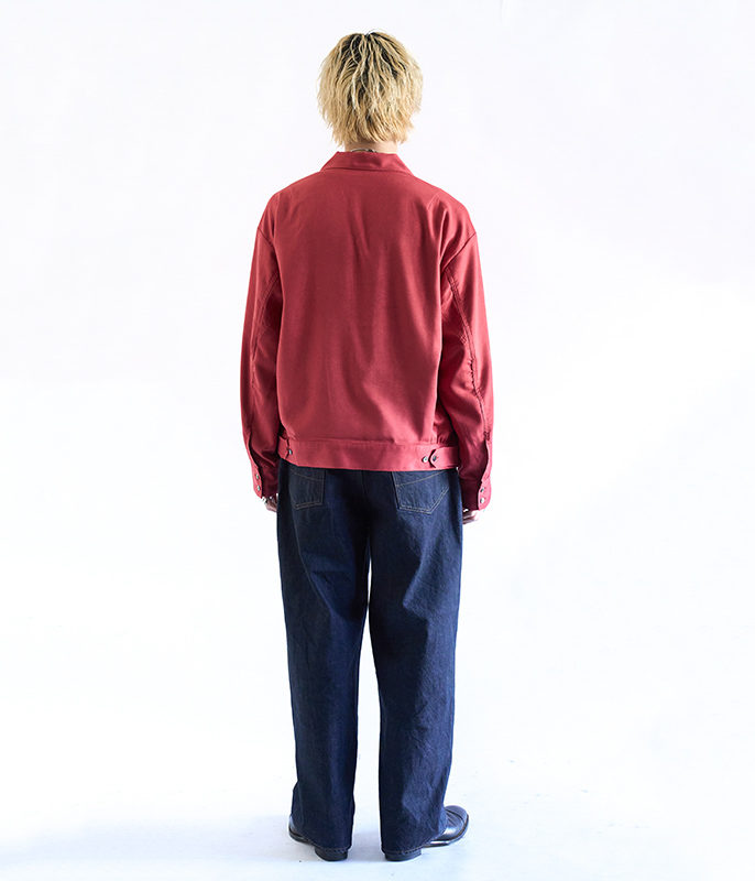 ANCELLM VEGAN SUEDE OPEN COLLAR SHIRT [RED] - Fresh Service