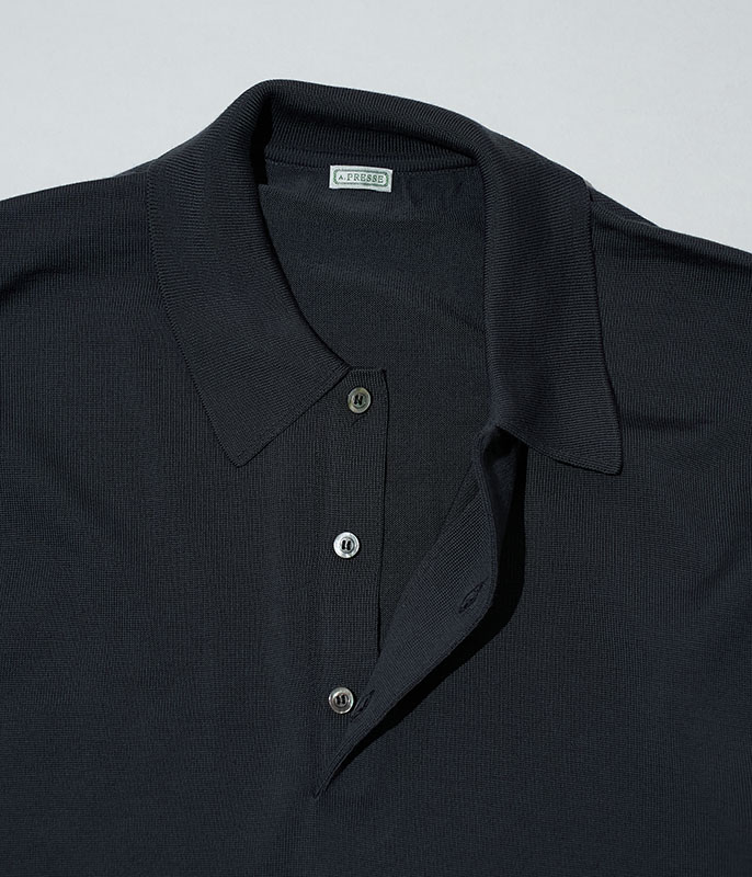 A.PRESSE Wool Knit L/S Polo Shirts [GRAY] - Fresh Service