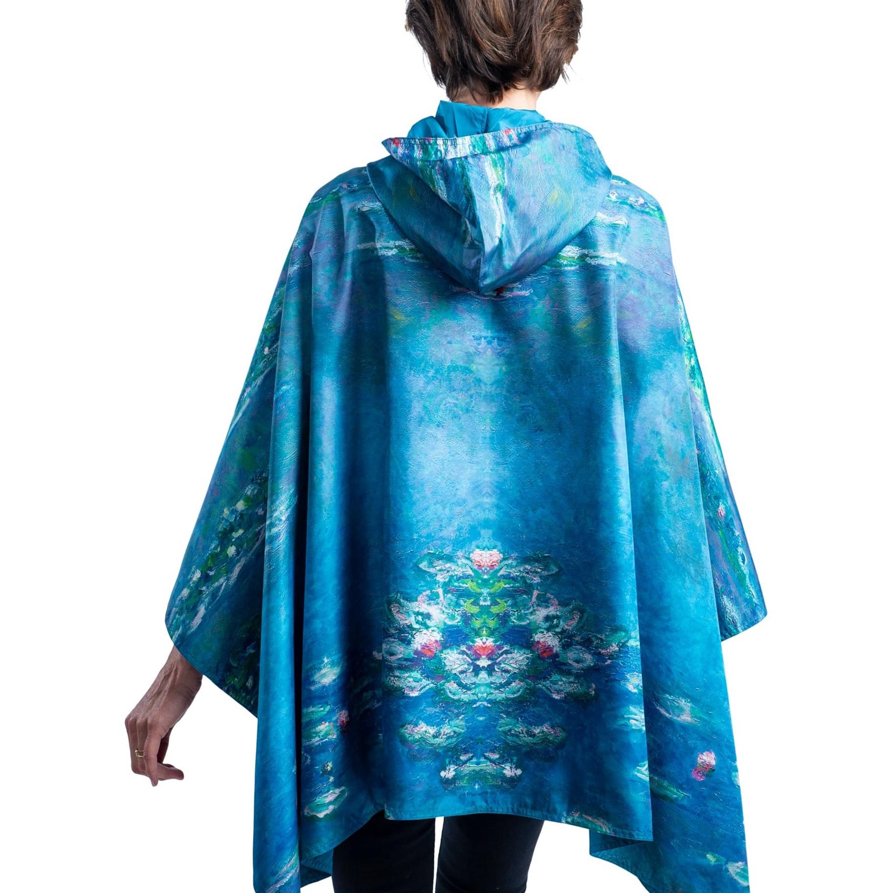 Monet Water Lilies Reversible Rain Cape Poncho – Lightweight