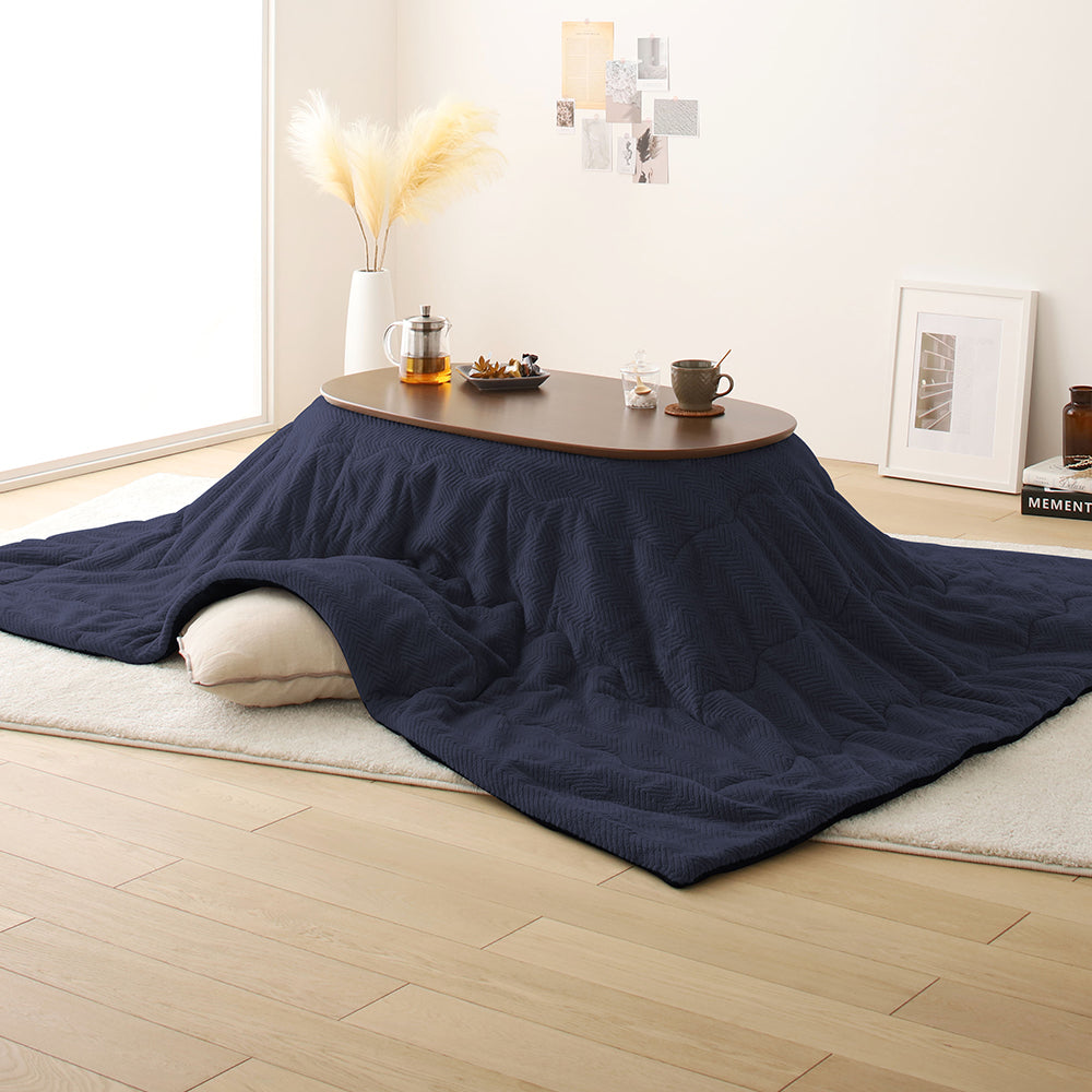 オーバル型 折りたたみ式 こたつ2点セット(こたつテーブル+掛け布団