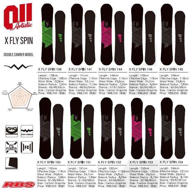 スノーボード ゼロワン XFLY SPIN 138-154 スノーボード ゼロワン XFLY