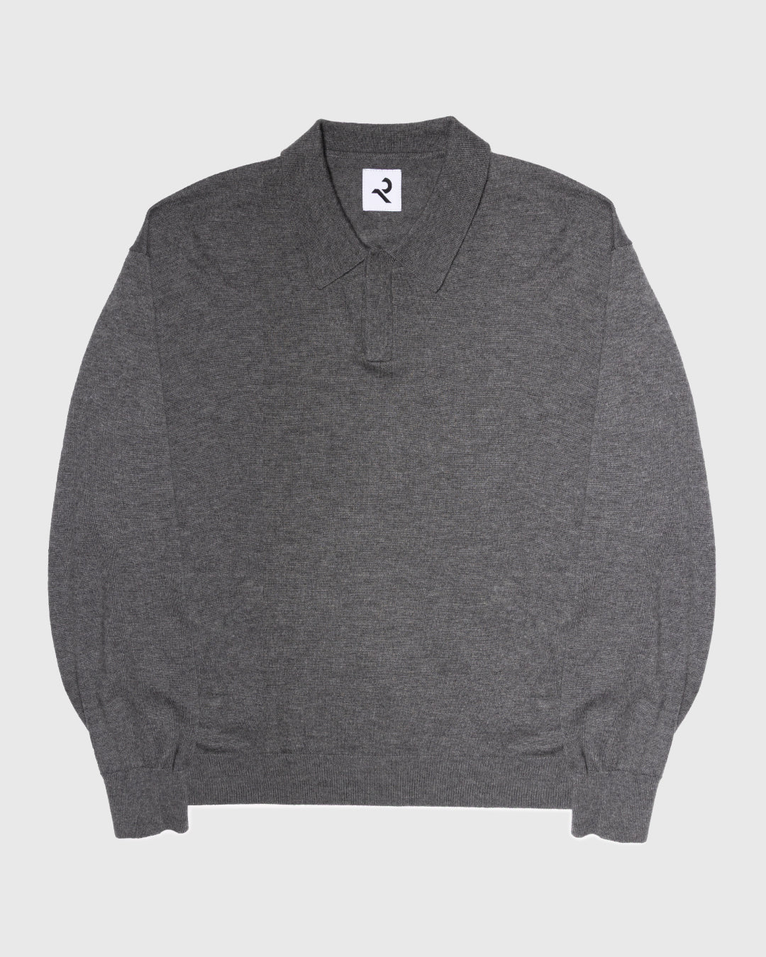 Wool Mixed L/S Knit Polo -gray-