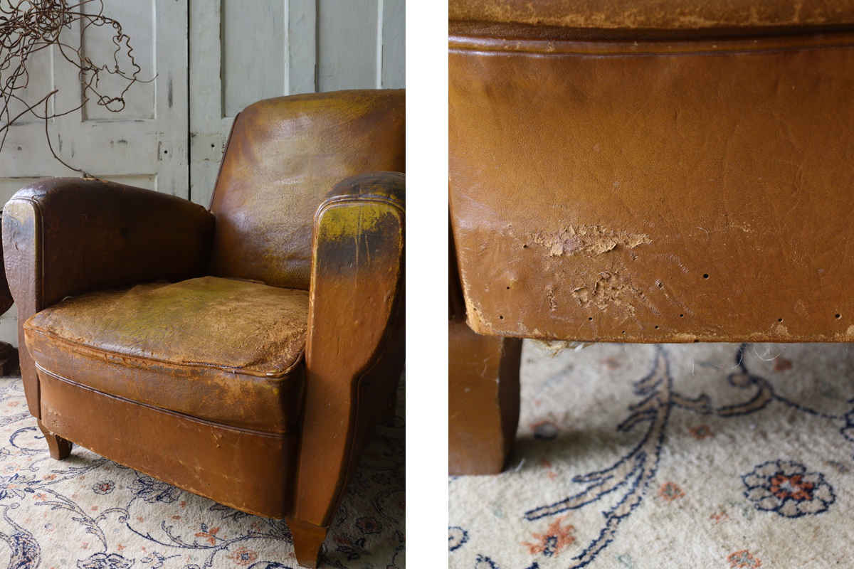 X350-2 フランスアンティーク クラブソファ 一人掛けソファ