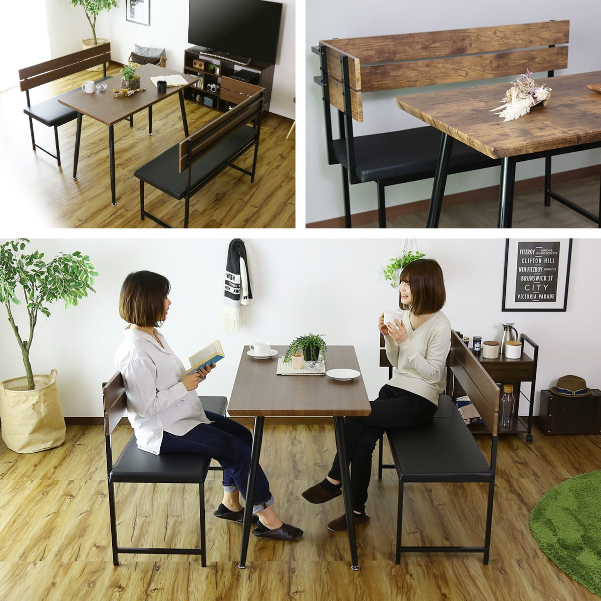 おしゃれなダイニング3点セット（テーブル+チェア2点） 「ネロ