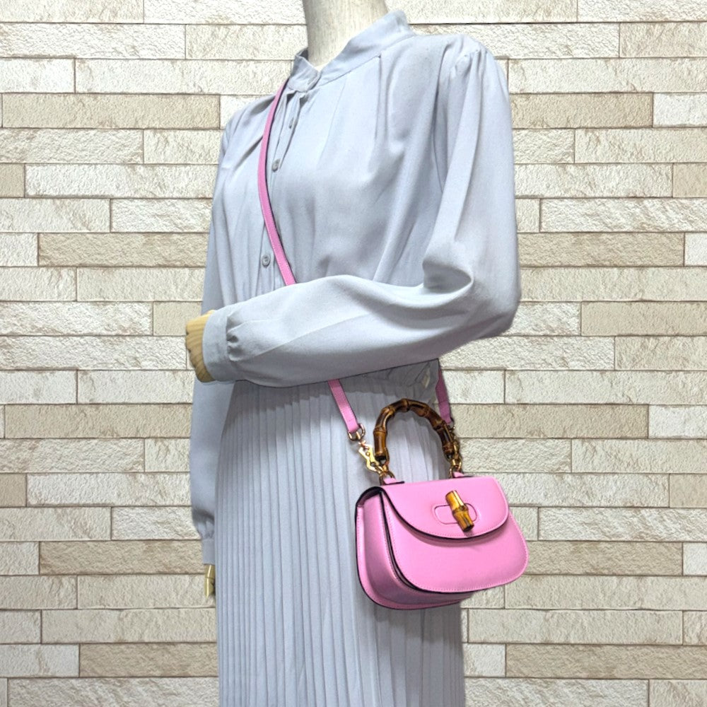 GUCCI グッチ ミニトップハンドルバッグ バンブー ショルダーバッグ