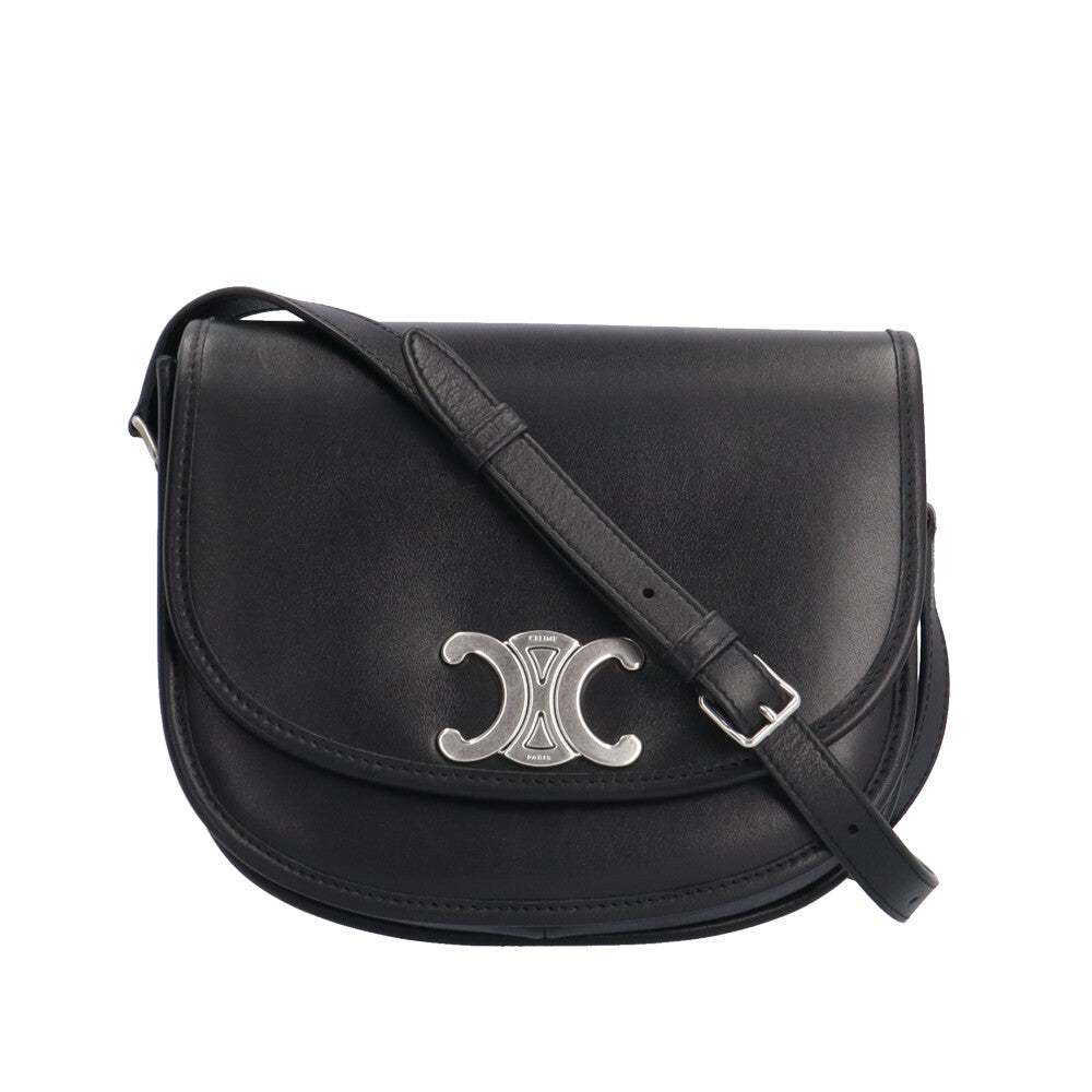 CELINE セリーヌ トリオンフ ショルダーバッグ レザー ブラック
