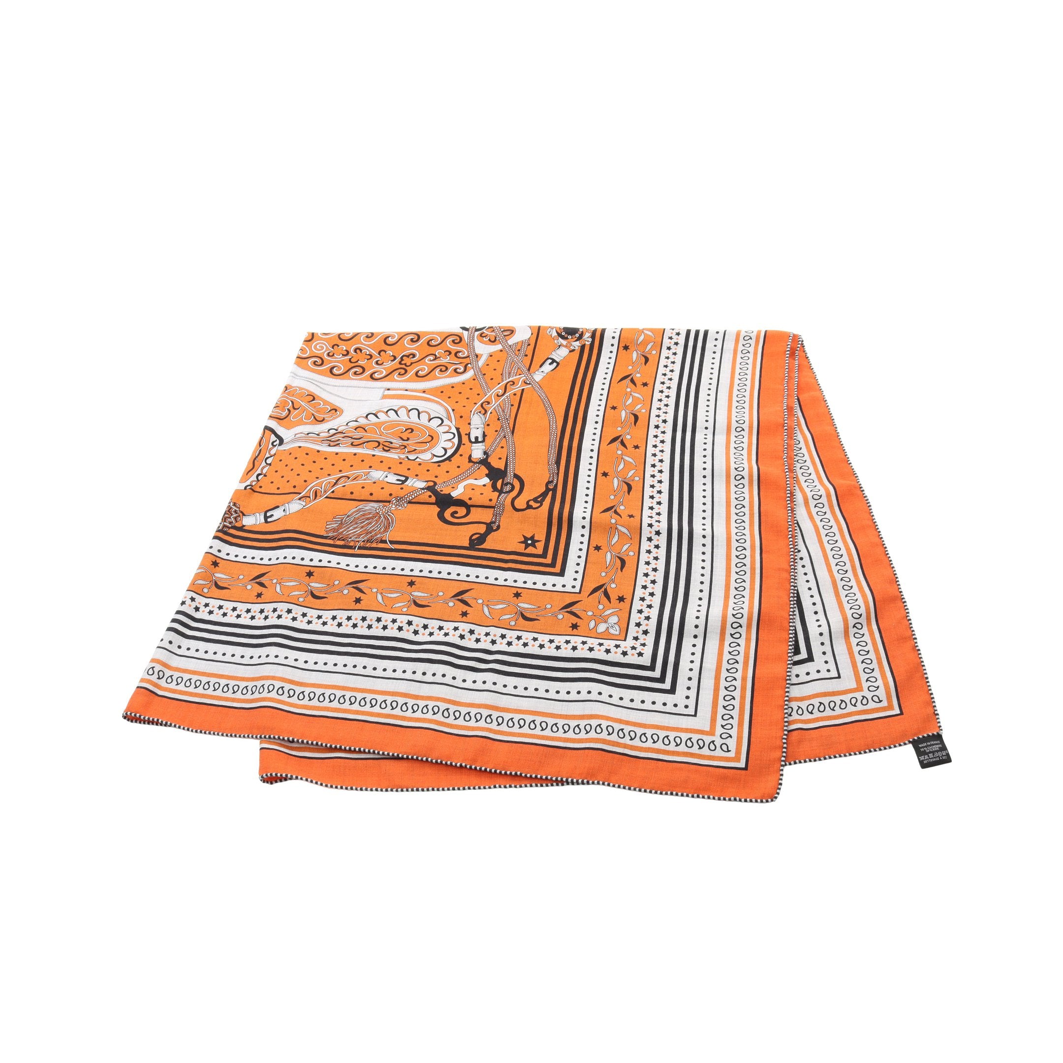 今だけお値引き！】【美品】HERMES オレンジ シルクスカーフハンカチ