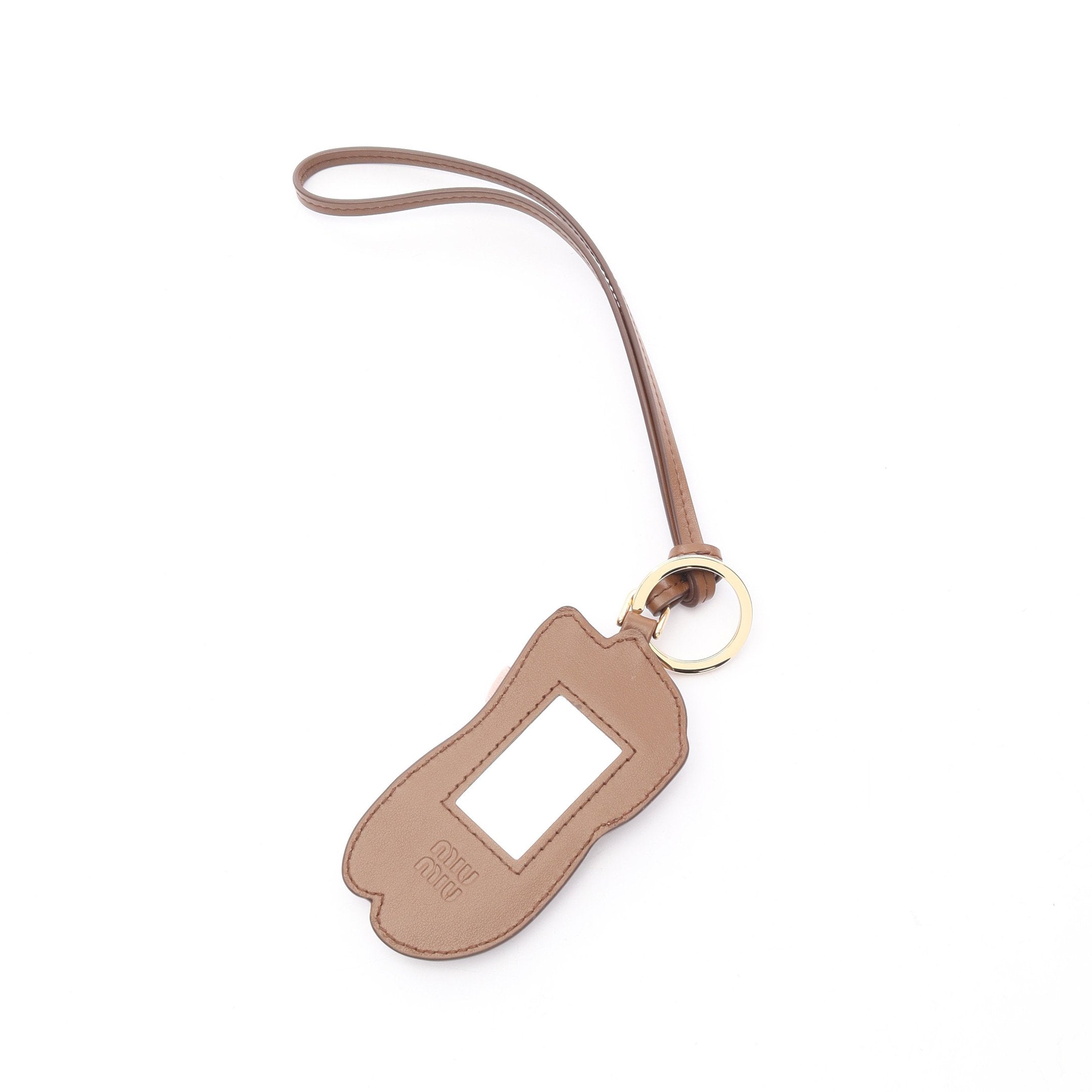 MIU BULLET バッグチャーム キーホルダー レザー ピンク ブラウン