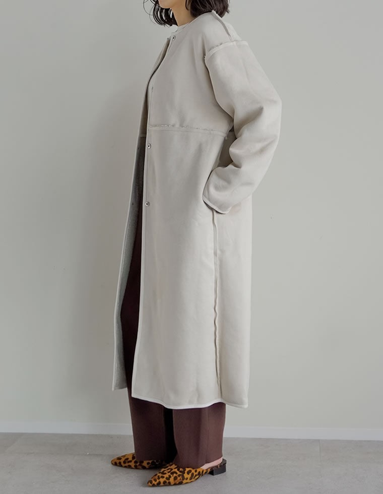 マルチウェイリバーシブルボアフェイクムートンロングコート