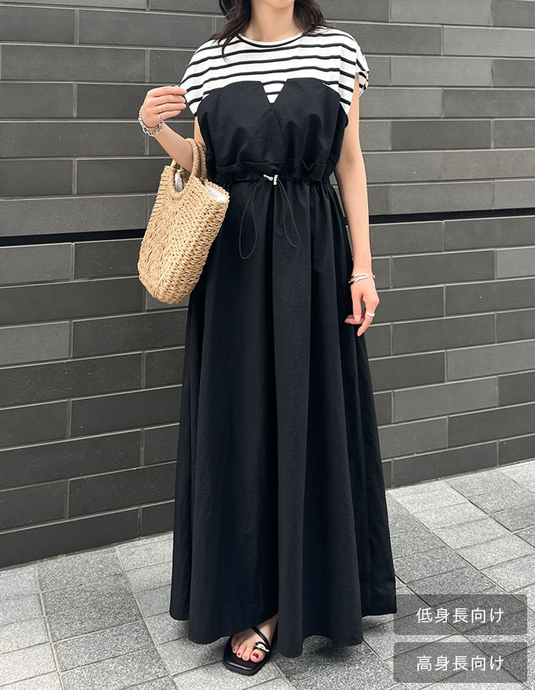 切り替えドロストフレアドッキングワンピ - ワンピース通販 | 人気