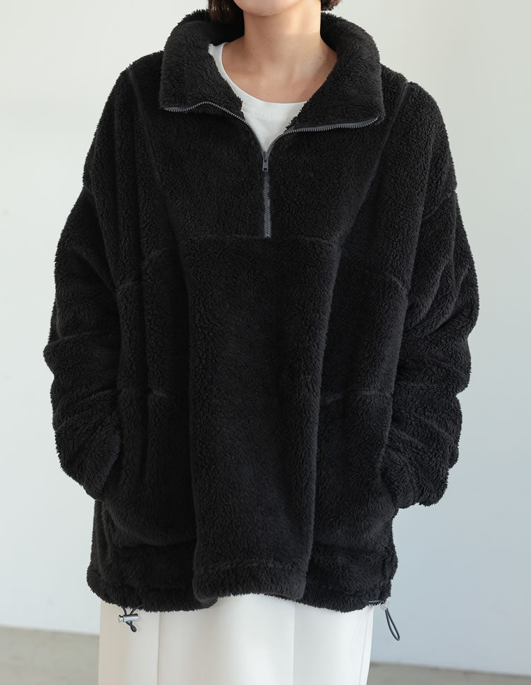 ボアハーフジップパーカー - トップス通販 | 人気レディース