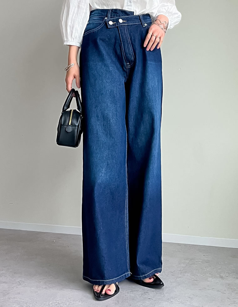 クロスウエストストレートコットンデニムパンツ - パンツ通販 | 人気