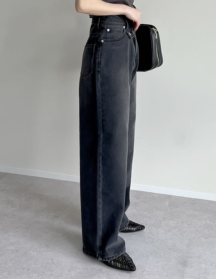 クロスウエストストレートコットンデニムパンツ - パンツ通販 | 人気