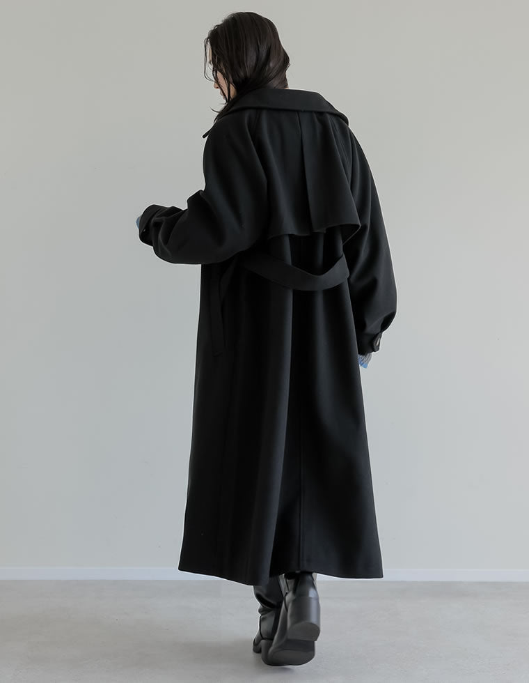 ウールタッチベルト付きステンカラーコート - ジャケット/アウター通販