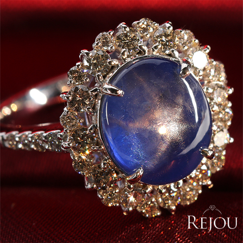 スターサファイア 6.3ct ダイヤモンド 0.7ct プラチナ リング(指輪