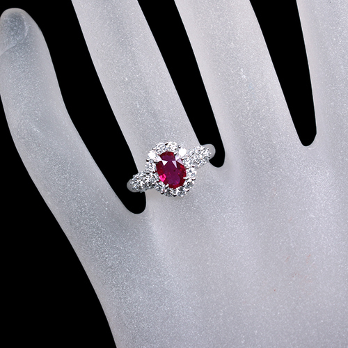 非加熱ルビー 0.88ct ダイヤモンド 0.76ct プラチナ リング(指輪