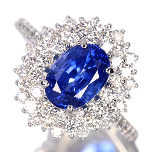 コーンフラワーブルーサファイア 2.0ct ダイヤモンド 1.0ct プラチナ