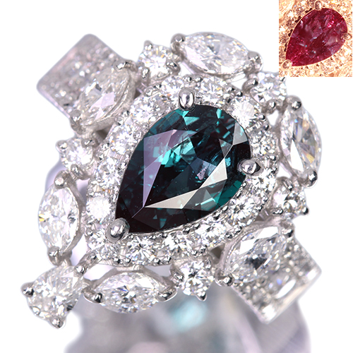 ブラジル産アレキサンドライト 1.6ct ダイヤモンド 2.1ct プラチナ