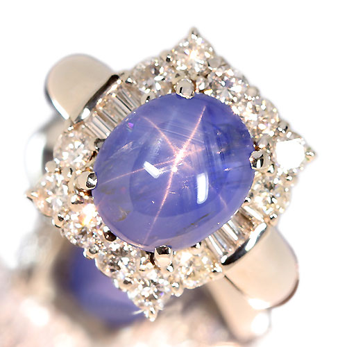 スターサファイア 6.9ct ダイヤモンド プラチナ リング（指輪）【品質