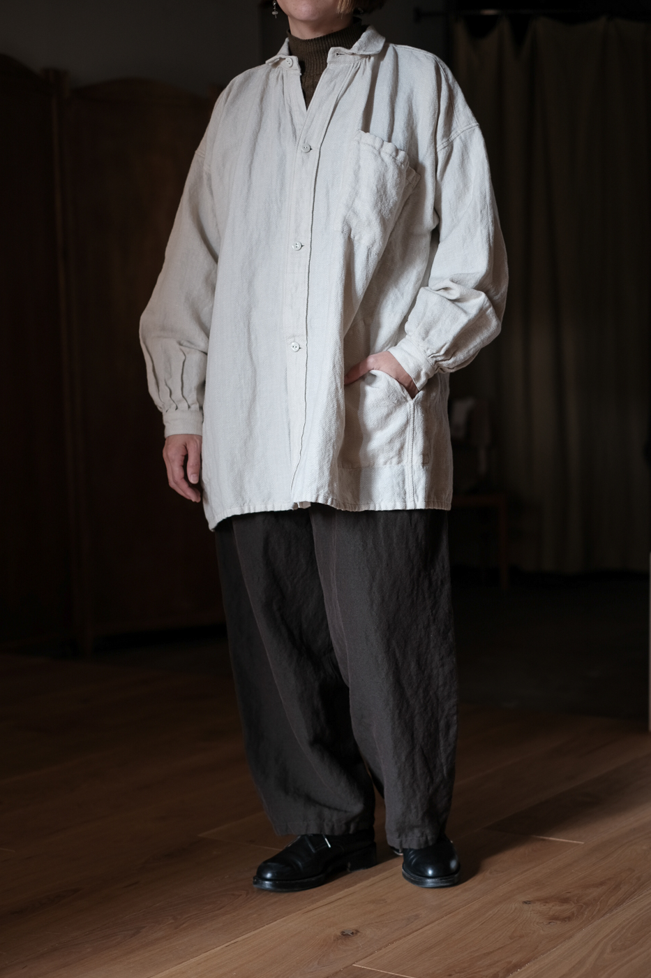 Phoenix pants ( Wool linen twill) col.Khaki | Re;li
