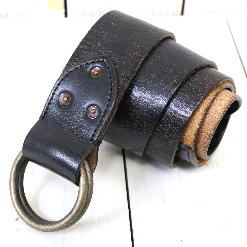 Double RL : LEATHER DOUBLE-O-RING BELT (BLACK) – Reggieshop