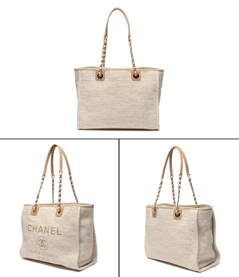 美品 CHANEL トートバッグ ショルダーバッグ 肩掛け ツイード ゴールド