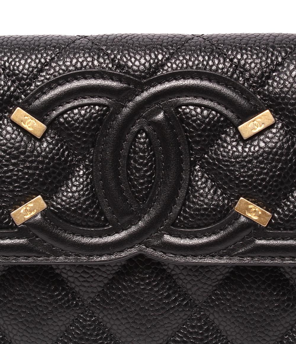 美品 CHANEL 長財布 キャビアスキン ゴールド金具 CCフィリグリー