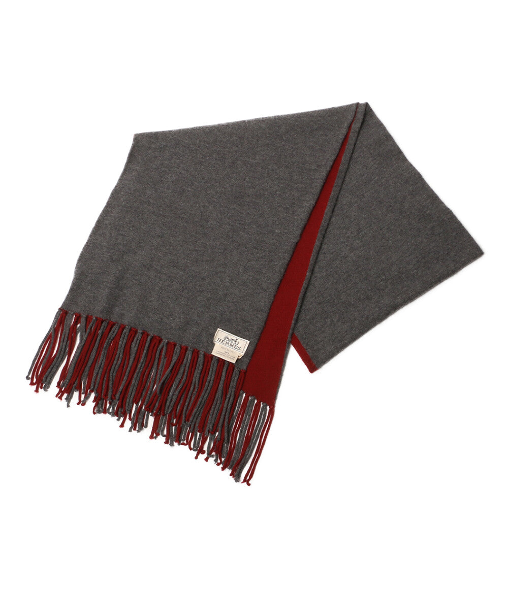 HERMES グレー ケーブル編み マフラー カシミア100% 箱付き HERMES