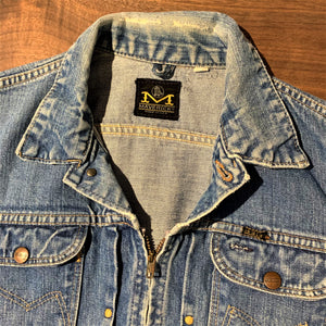 70s/MAVERICK BLUE BELL/denim zip jacket/size 42/Made in USA/TALON