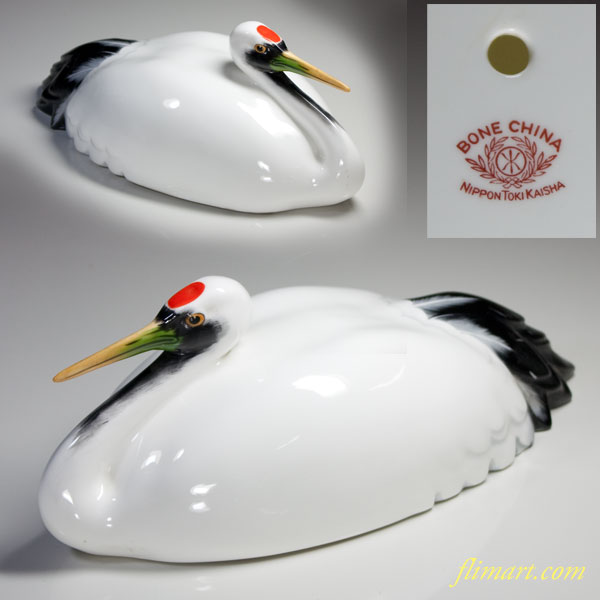 Noritake オールドノリタケ 陶器 鶴 置物 1950年代 レトロ 明治