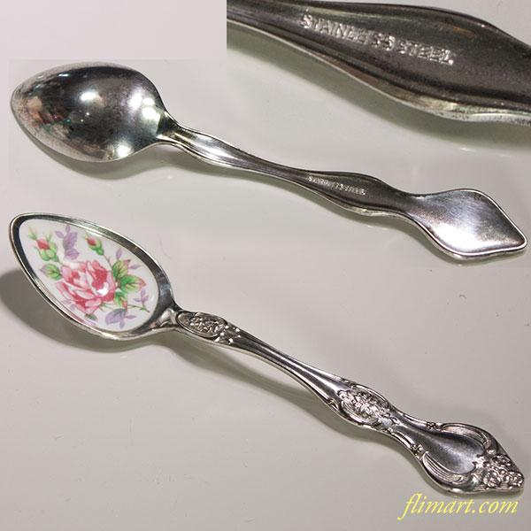昭和レトロステンレス七宝薔薇スプーンR5222 : レトロ食器雑貨