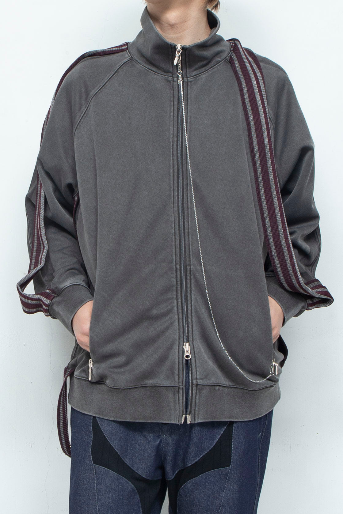 PIGMENT-DYED DISTRESSED TRACK JACKET GRAY / bodysong.（ボディ