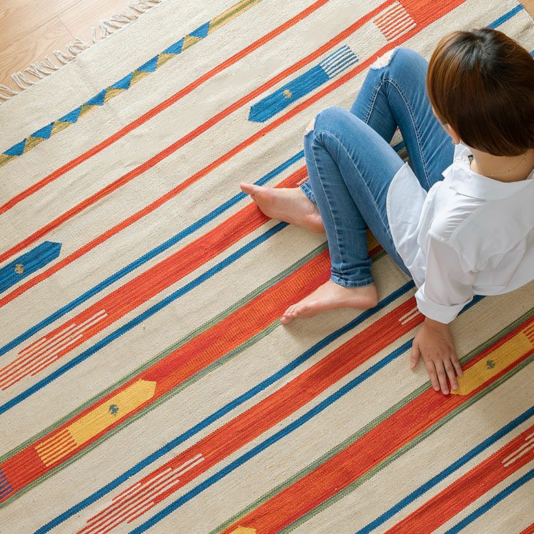 キリムラグ コットン[Mサイズ]200×200cm[Aタイプ](31300)【 コットン