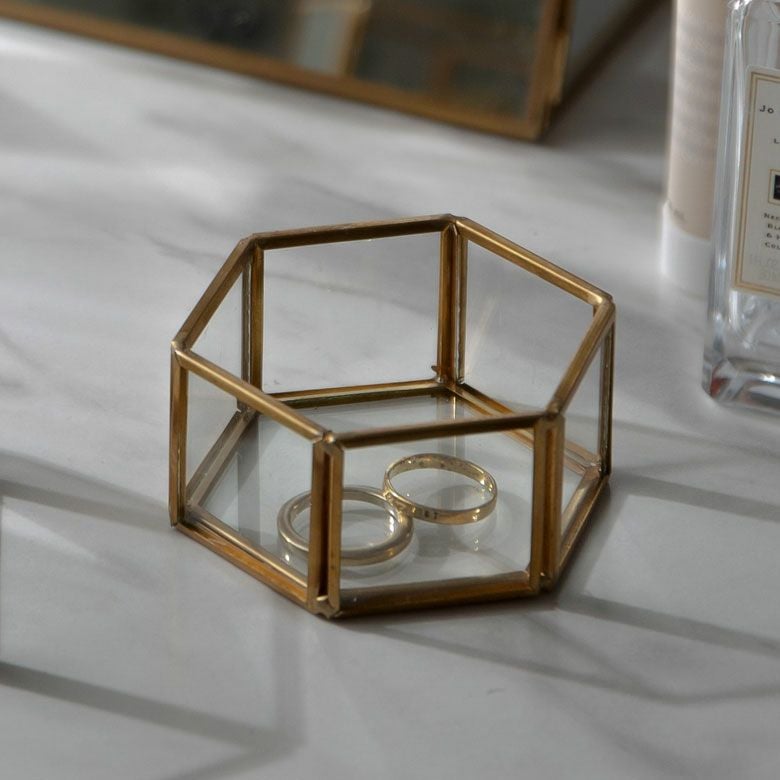 アクセサリーケース ガラスと真鍮 ガラスケース アクセサリー収納 六