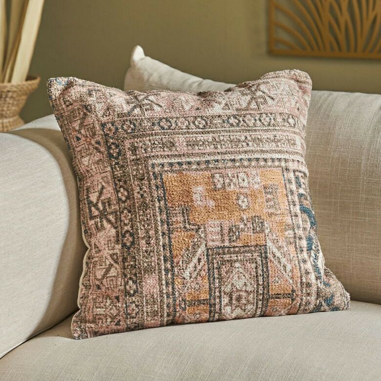 クッションカバー オールドキリム風 正方形 四角 約 W 45cm D 45cm H