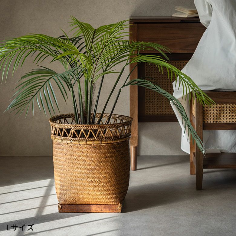 バスケット かご 約 15L 7号 Mサイズ ラタン バンブー 籐 竹 深型 約 W