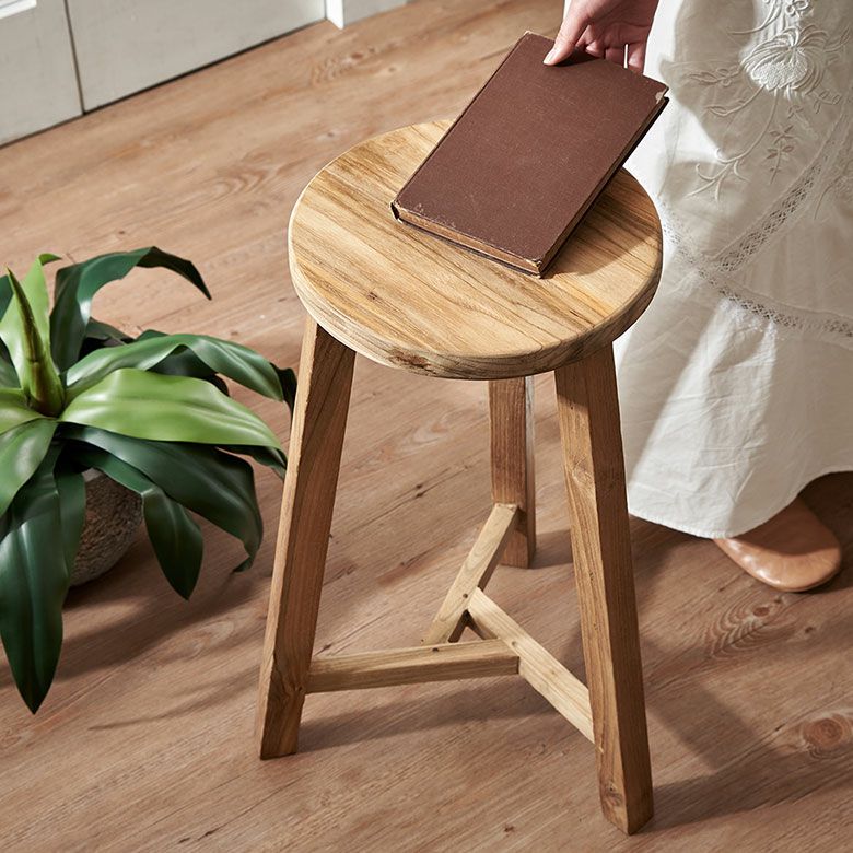 スツール チークウッド 天然木 木製 ハイタイプ 古材 約 W 40cm D 40cm