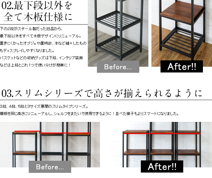 送料無料】アイアンフレームの5段シェルフ スリムタイプ(63030) タバス