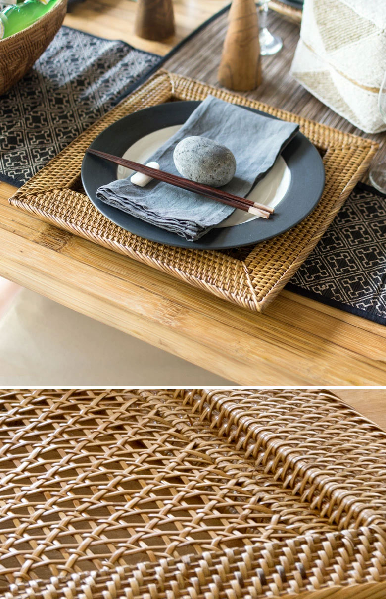 プレートトレイ アンダープレート プレート トレイ ラタン 籐 ホワイト