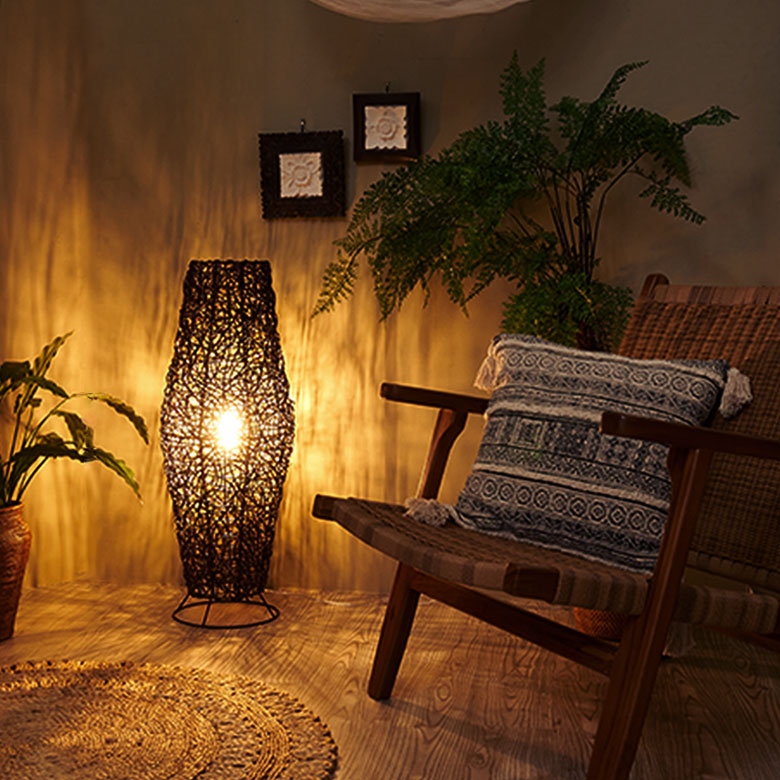 アジアン照明 ラタン編みコクーン アジアン ランプ[L][10066