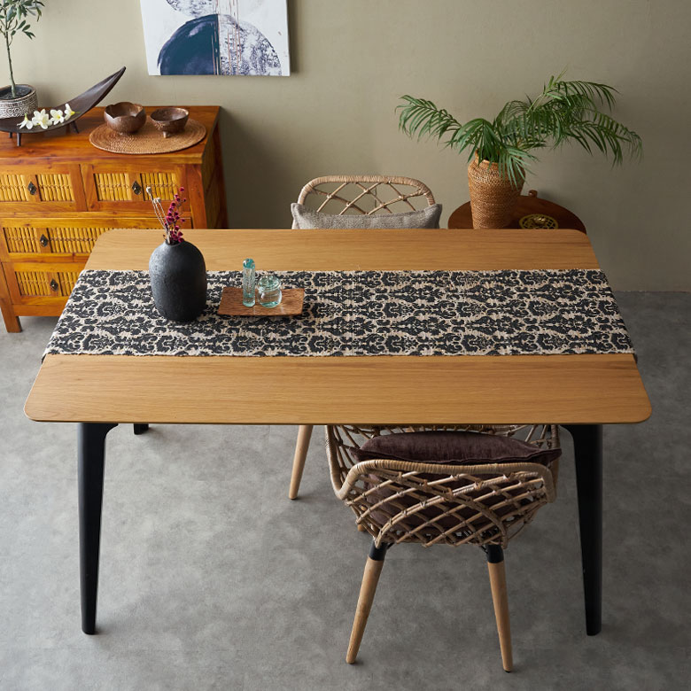 テーブルランナー テーブルクロス アラベスク模様 天然素材 ウォーター