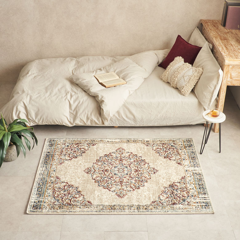 オリエンタルラグ Layla】サイズ別コーディネート《Ivory》