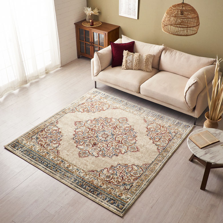 オリエンタルラグ Layla】サイズ別コーディネート《Ivory》