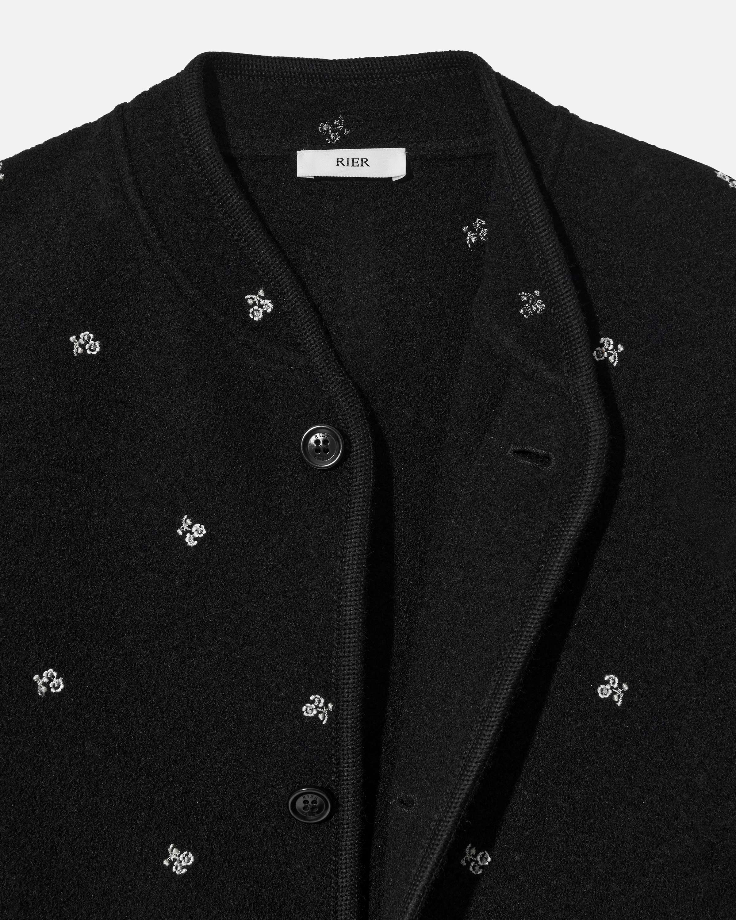 RIER | Walker jacket city crop flowers black | 100% natural wool