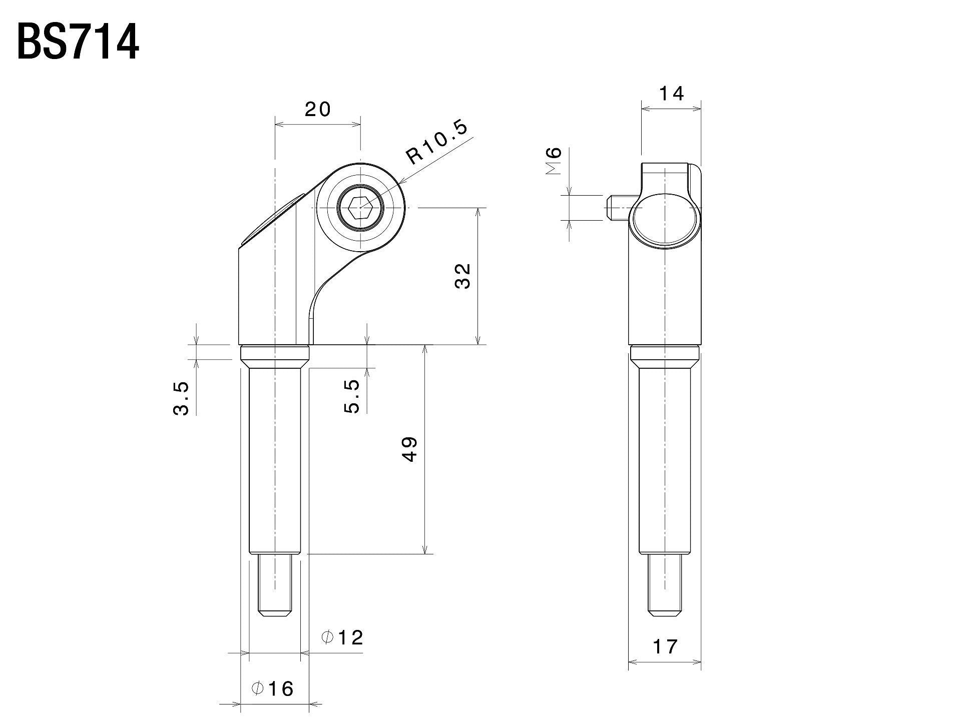 Side Mount ミラーアダプター : BS714B – rizoma Japan