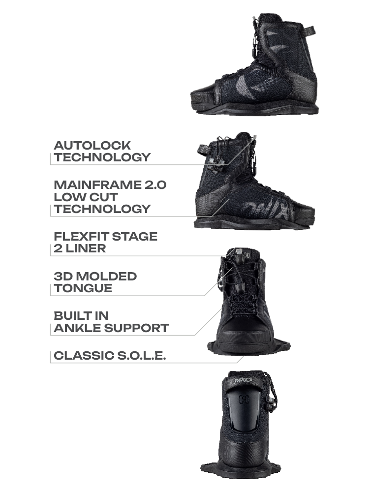 Ronix Parks Wakeboard Boots | Closed-Toe with Open-Toe