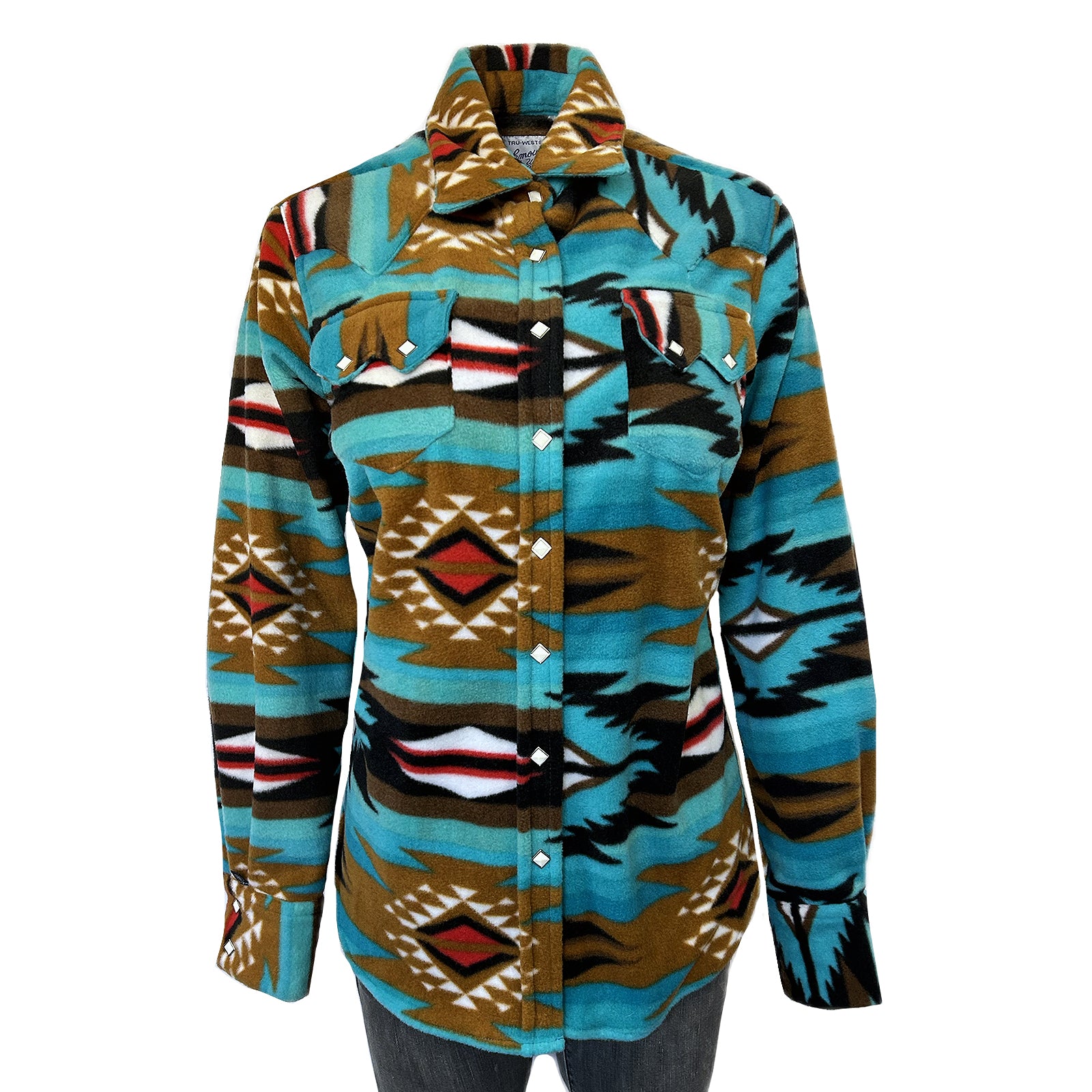 Rockmount Women's Native Pattern Turquoise Fleece Western Shirt