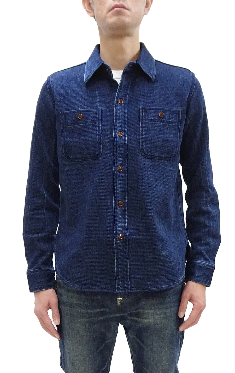 Studio D'artisan Indigo Sashiko Shirt SDA Men's Casual Long Sleeve