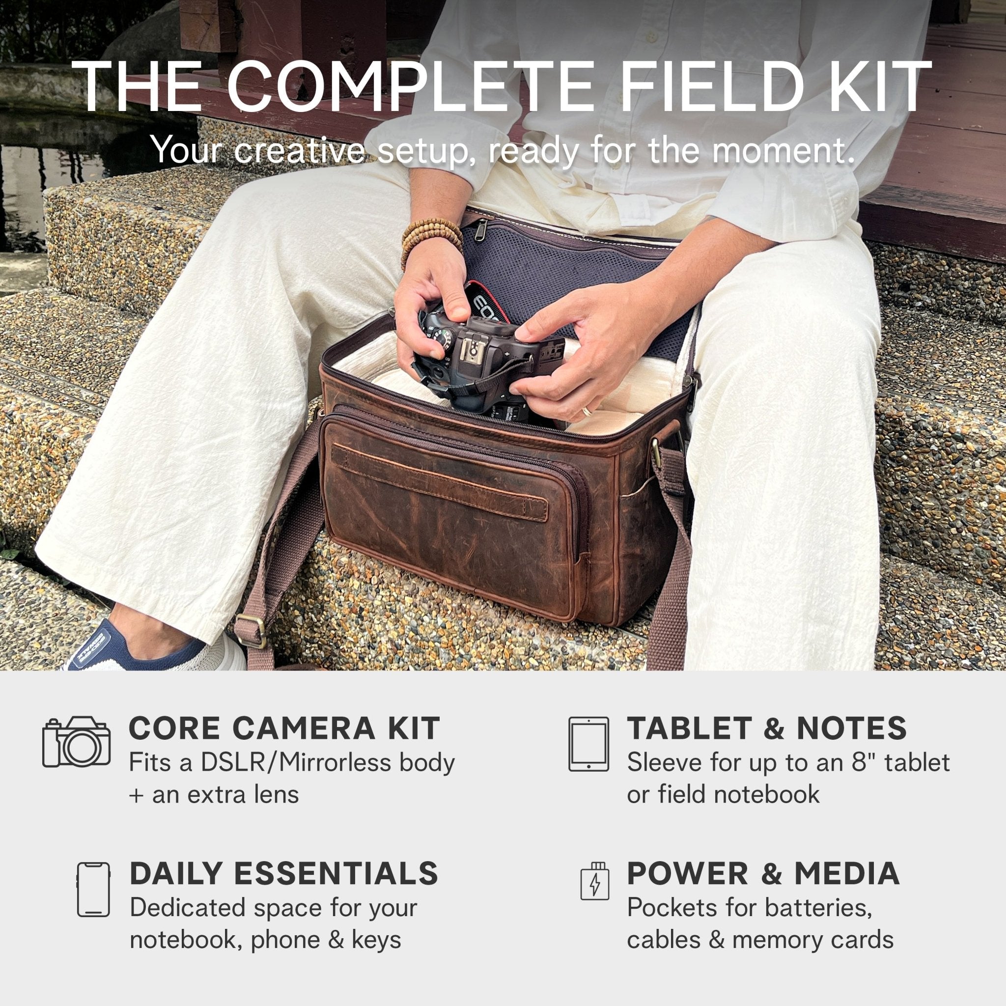 Rofozzi Ranger Vintage Full-Grain Leather Camera Messenger Bag